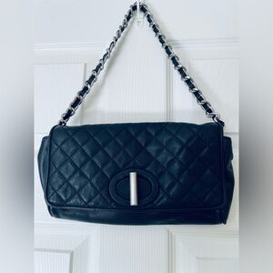 Talbots Black Quilted Shoulder Bag with Chain Strap